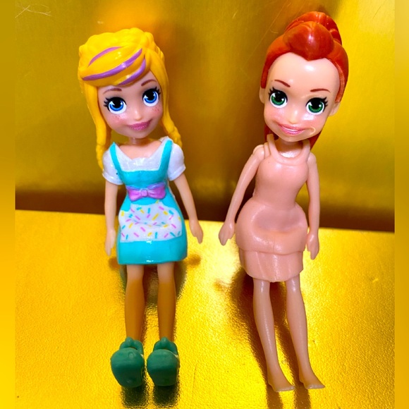 POLLY POCKET DOLLS LILA, RED HEAD & WHITE & TEAL BAKING SPRINKLES DOLL 4” MATTEL - Picture 2 of 11